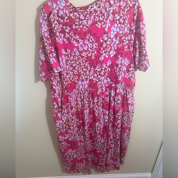 LOGO by Lori Goldstein Midi Dress fuscia animal size 1X - Picture 3 of 7